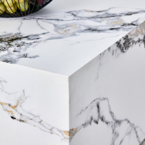 English Elm 39.3*21.7*11.8 Inch Marble Pattern MDF Coffee Table Low Profile Living Room Accent White - A W1151P499999