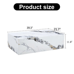 English Elm 39.3*21.7*11.8 Inch Marble Pattern MDF Coffee Table Low Profile Living Room Accent White - A W1151P499999