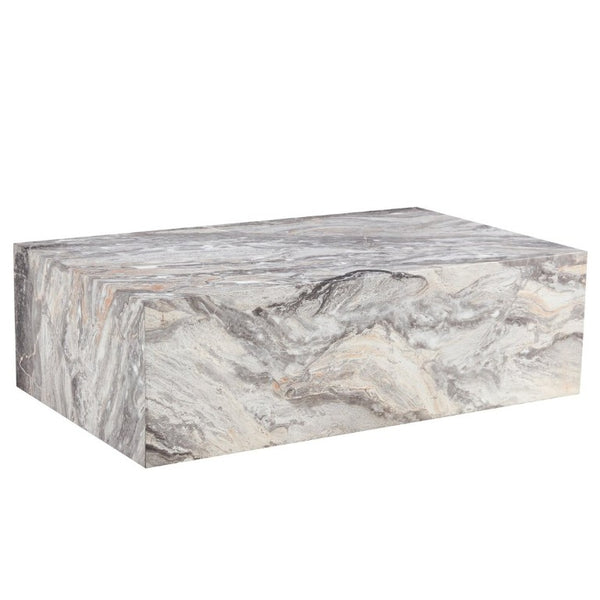 English Elm 39.3*21.7*11.8 Inch Marble Pattern MDF Coffee Table Low Profile Living Room Accent Gray W1151P500000