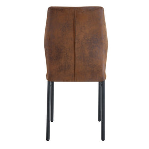 English Elm Luxury Channel Stitched Dining Chairs Set of 2 Brown Fabric Matte Black Metal Legs W1151P503573