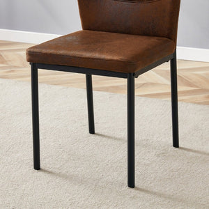 English Elm Luxury Channel Stitched Dining Chairs Set of 2 Brown Fabric Matte Black Metal Legs W1151P503573