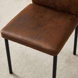 English Elm Luxury Channel Stitched Dining Chairs Set of 2 Brown Fabric Matte Black Metal Legs W1151P503573