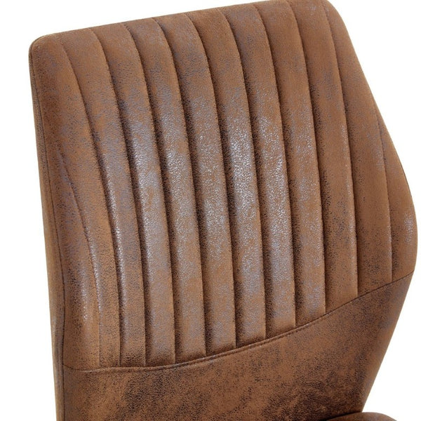 English Elm Luxury Channel Stitched Dining Chairs Set of 2 Brown Fabric Matte Black Metal Legs W1151P503573