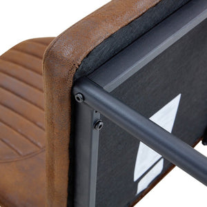 English Elm Luxury Channel Stitched Dining Chairs Set of 2 Brown Fabric Matte Black Metal Legs W1151P503573