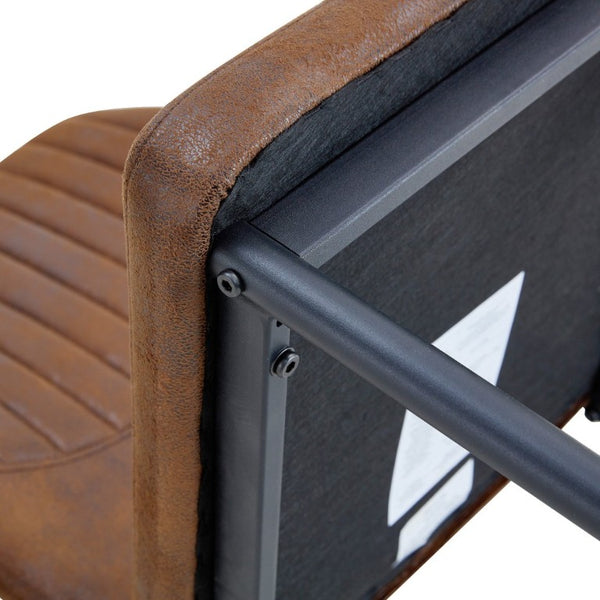 English Elm Luxury Channel Stitched Dining Chairs Set of 2 Brown Fabric Matte Black Metal Legs W1151P503573