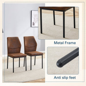 English Elm Luxury Channel Stitched Dining Chairs Set of 2 Brown Fabric Matte Black Metal Legs W1151P503573