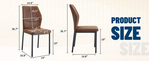 English Elm Luxury Channel Stitched Dining Chairs Set of 2 Brown Fabric Matte Black Metal Legs W1151P503573