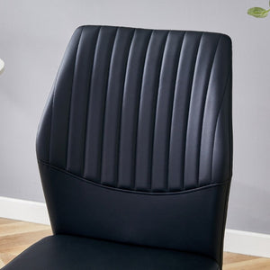 English Elm Luxury Channel Stitched PU Leather Dining Chairs with Matte Metal Base Set of 2 W1151P503583