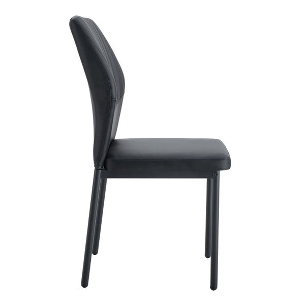 English Elm Luxury Channel Stitched PU Leather Dining Chairs with Matte Metal Base Set of 2 W1151P503583
