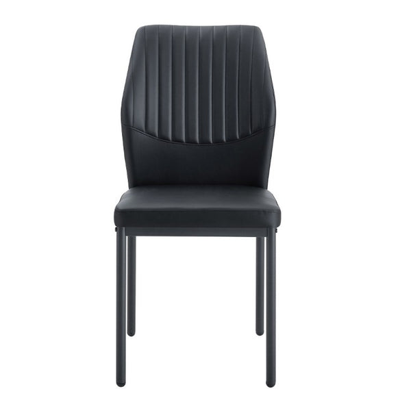 English Elm Luxury Channel Stitched PU Leather Dining Chairs with Matte Metal Base Set of 2 W1151P503583