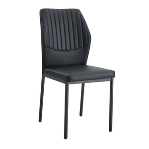 English Elm Luxury Channel Stitched PU Leather Dining Chairs with Matte Metal Base Set of 2 W1151P503583