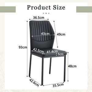 English Elm Luxury Channel Stitched PU Leather Dining Chairs with Matte Metal Base Set of 2 W1151P503583