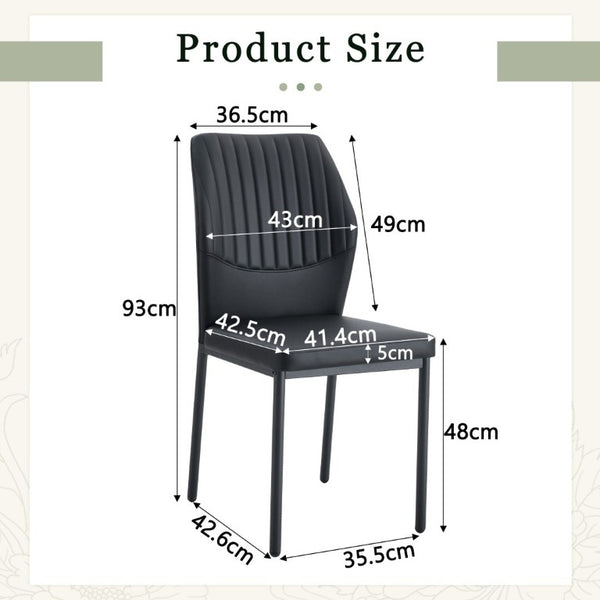 English Elm Luxury Channel Stitched PU Leather Dining Chairs with Matte Metal Base Set of 2 W1151P503583