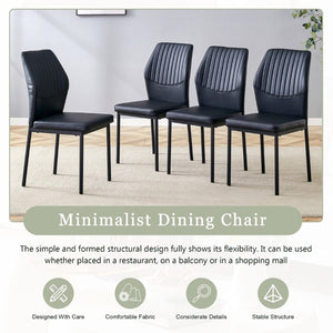 English Elm Luxury Channel Stitched PU Leather Dining Chairs with Matte Metal Base Set of 2 W1151P503583
