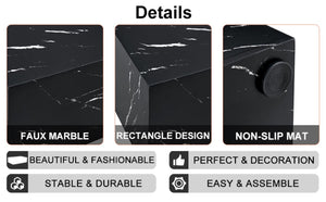 English Elm 39.3*21.7*11.8 Inch Marble Pattern MDF Coffee Table Low Profile Living Room Accent Black W1151P506382