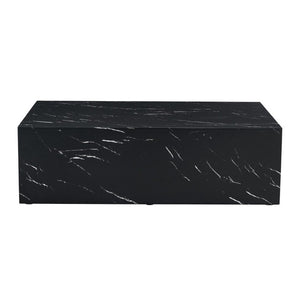 English Elm 39.3*21.7*11.8 Inch Marble Pattern MDF Coffee Table Low Profile Living Room Accent Black W1151P506382
