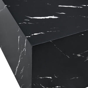 English Elm 39.3*21.7*11.8 Inch Marble Pattern MDF Coffee Table Low Profile Living Room Accent Black W1151P506382