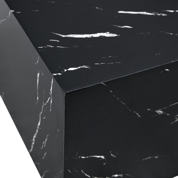 English Elm 39.3*21.7*11.8 Inch Marble Pattern MDF Coffee Table Low Profile Living Room Accent Black W1151P506382