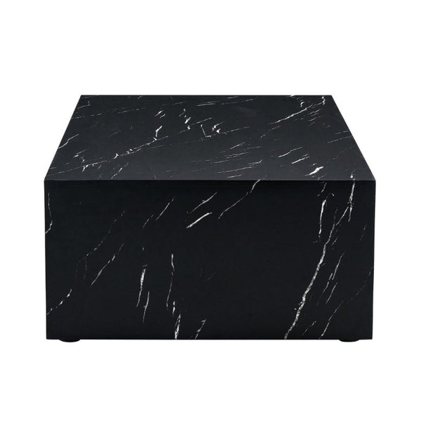 English Elm 39.3*21.7*11.8 Inch Marble Pattern MDF Coffee Table Low Profile Living Room Accent Black W1151P506382