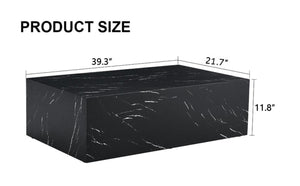 English Elm 39.3*21.7*11.8 Inch Marble Pattern MDF Coffee Table Low Profile Living Room Accent Black W1151P506382