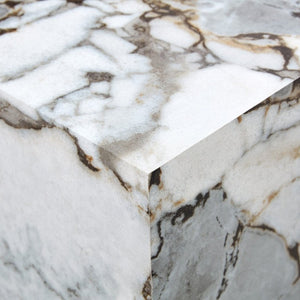English Elm 39.3*21.7*11.8 Inch Marble Pattern MDF Coffee Table Low Profile Living Room Accent White - B W1151P509323