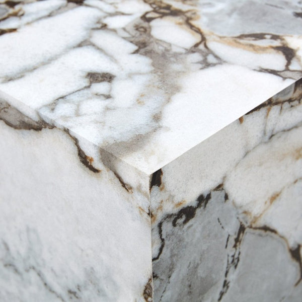 English Elm 39.3*21.7*11.8 Inch Marble Pattern MDF Coffee Table Low Profile Living Room Accent White - B W1151P509323
