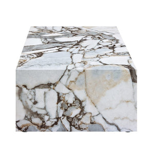 English Elm 39.3*21.7*11.8 Inch Marble Pattern MDF Coffee Table Low Profile Living Room Accent White - B W1151P509323