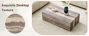 English Elm 39.3 Inch Rectangular MDF Coffee Table with Stone Pattern Waterproof Surface Modern Living Room W1151P510924