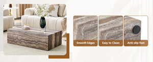 English Elm 39.3 Inch Rectangular MDF Coffee Table with Stone Pattern Waterproof Surface Modern Living Room W1151P510924
