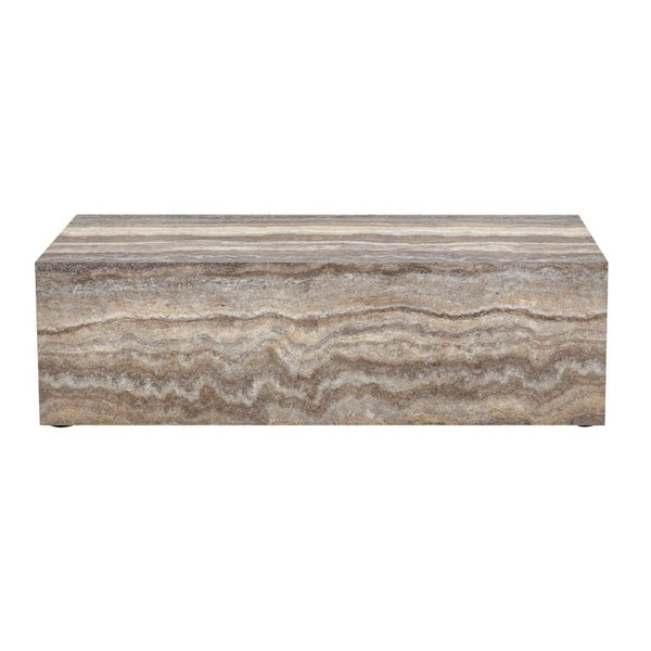 English Elm 39.3 Inch Rectangular MDF Coffee Table with Stone Pattern Waterproof Surface Modern Living Room W1151P510924