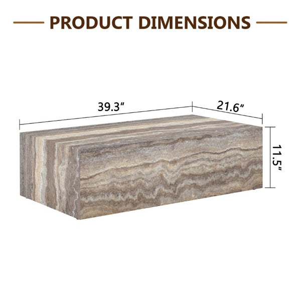 English Elm 39.3 Inch Rectangular MDF Coffee Table with Stone Pattern Waterproof Surface Modern Living Room W1151P510924