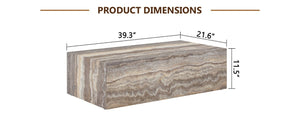 English Elm 39.3 Inch Rectangular MDF Coffee Table with Stone Pattern Waterproof Surface Modern Living Room W1151P510924