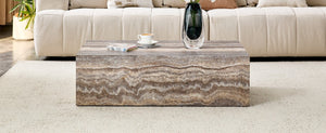 English Elm 39.3 Inch Rectangular MDF Coffee Table with Stone Pattern Waterproof Surface Modern Living Room W1151P510924