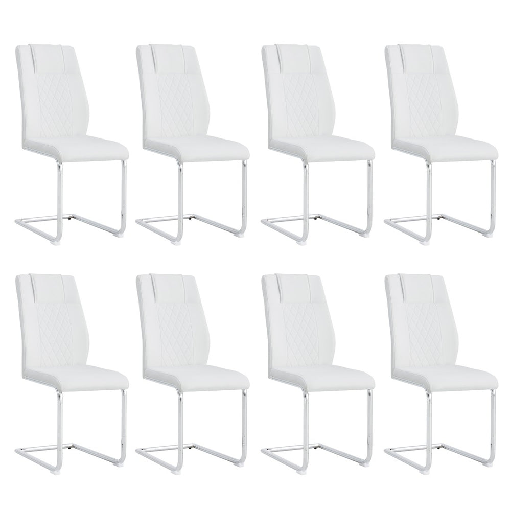 English Elm Modern Faux Leather Upholstered Dining Side Chairs Set of 8 with Sleek Metal Legs W1151S00424