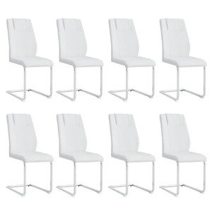 English Elm Modern Faux Leather Upholstered Dining Side Chairs Set of 8 with Sleek Metal Legs W1151S00424