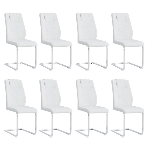 English Elm Modern Faux Leather Upholstered Dining Side Chairs Set of 8 with Sleek Metal Legs W1151S00424