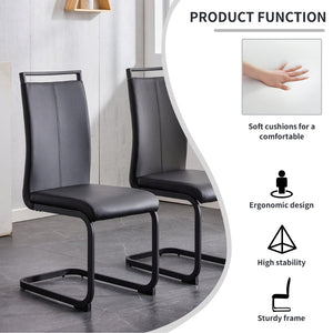 English Elm Modern Round Glass Top Dining Set with Chrome Legs and Four Pu Leather Side Chairs W1151S00705