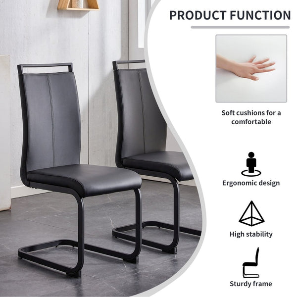 English Elm Modern Round Glass Top Dining Set with Chrome Legs and Four Pu Leather Side Chairs W1151S00705