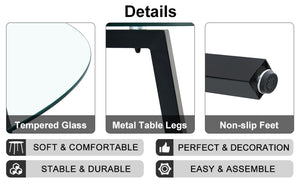 English Elm Modern Round Glass Top Dining Set with Chrome Legs and Four Pu Leather Side Chairs W1151S00705