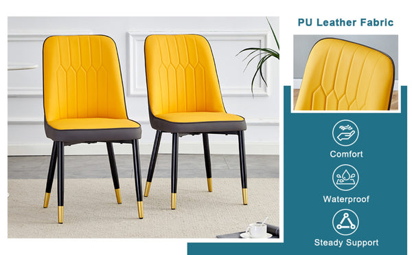 English Elm Table and Chair Set Modern Marble Mdf Dining with Pu Leather Seats for Four W1151S01402
