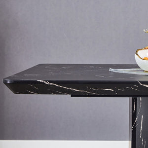 English Elm Table and Chair Set Modern Marble Mdf Dining with Pu Leather Seats for Four W1151S01402