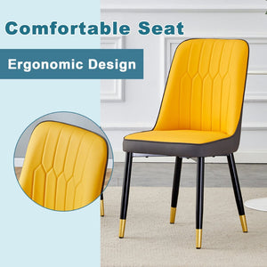 English Elm Table and Chair Set Modern Marble Mdf Dining with Pu Leather Seats for Four W1151S01402