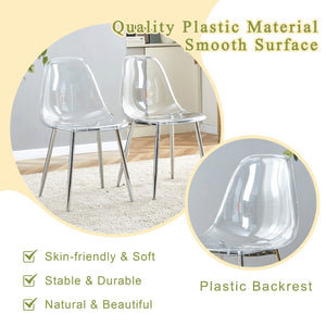 English Elm Table and Chair Set Round Tempered Glass Top Ghost Seating for Modern Dining Rooms W1151S01779