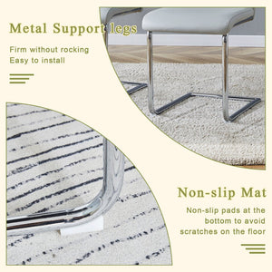 English Elm Table and Chair Set Round Glass Top Silver Legs with 4 Gray Pu Leather Dining Chairs W1151S01781