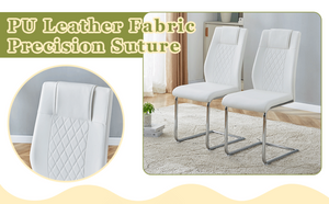 English Elm Table Set Round Tempered Glass Top Silver Legs Gray Pu Leather Chairs Modern Dining White W1151S01785