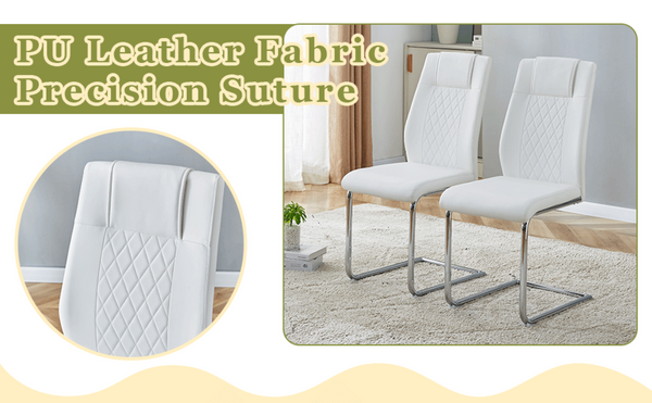 English Elm Table Set Round Tempered Glass Top Silver Legs Gray Pu Leather Chairs Modern Dining White W1151S01785