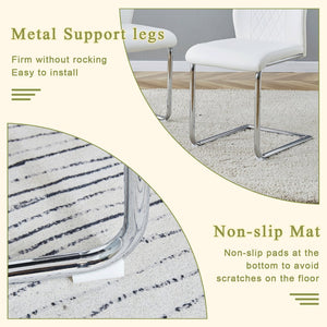 English Elm Table Set Round Tempered Glass Top Silver Legs Gray Pu Leather Chairs Modern Dining White W1151S01785