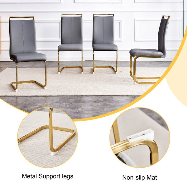 English Elm Table and Chair Set Glass Top Nine Piece Dining with Gold Metal Legs for Modern Rooms W1151S02356