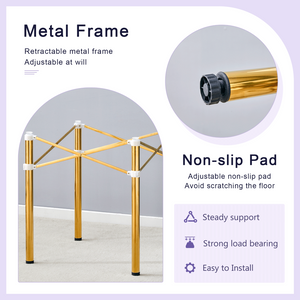 English Elm Elegant Round Tempered Glass Dining Table with Gold Steel Legs for Small Spaces W1151S03026