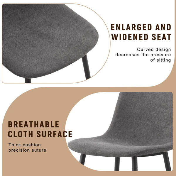 English Elm Table and Chair Set Seats Six with Storage Shelf Linen Upholstery Modern Dining Black, Dark Gray, Wood W1151S03437